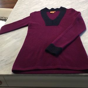 Tory Burch sweater in large, burgundy and navy.